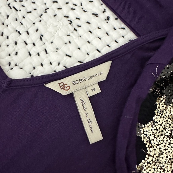 BCBG Purple Mini Dress with Sequin Shoulders-Size XS - Picture 3 of 7